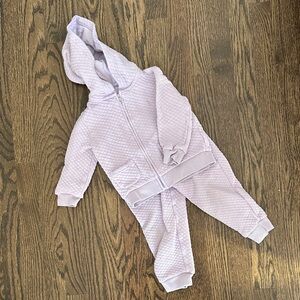 Quilted Lavender Hooded Baby Jumpsuit Set - Ralph Lauren 24M